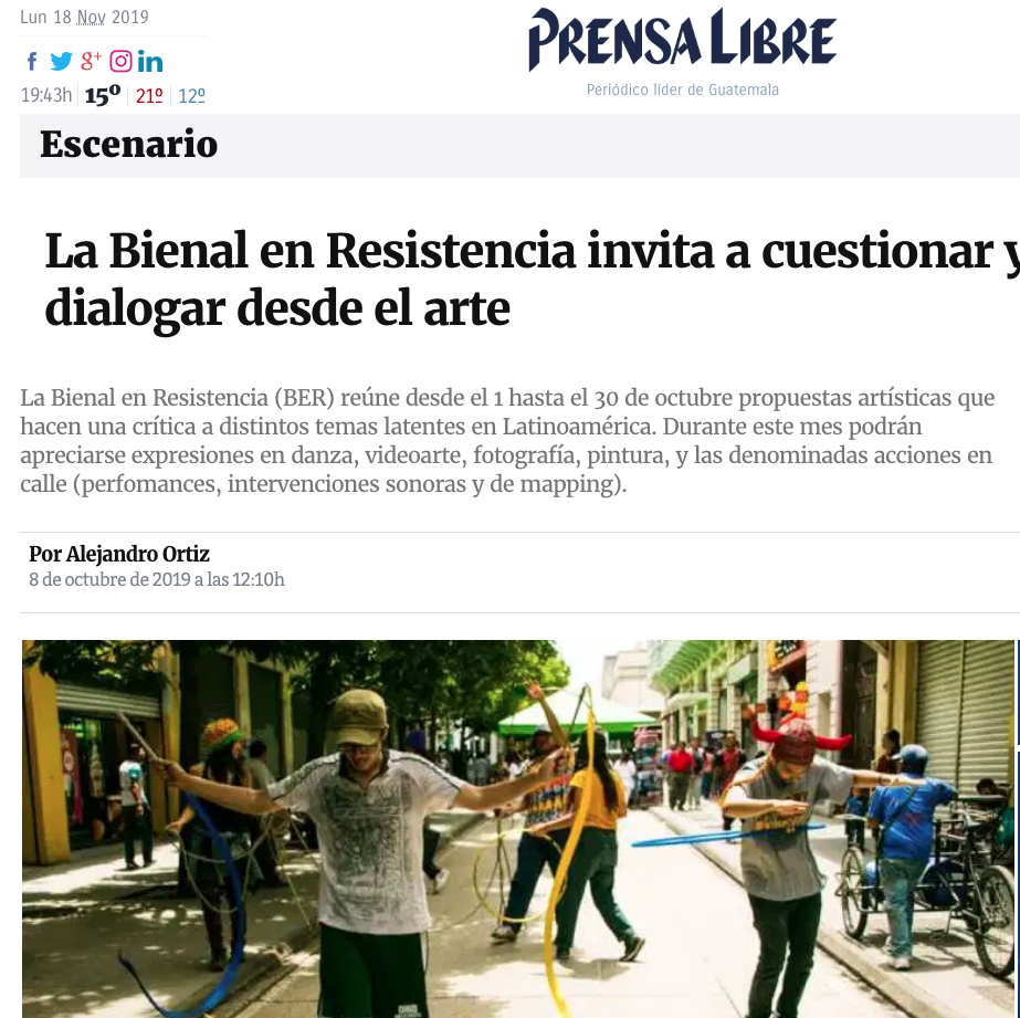 Prensa Libre: La bienal en Resistencia 2019
